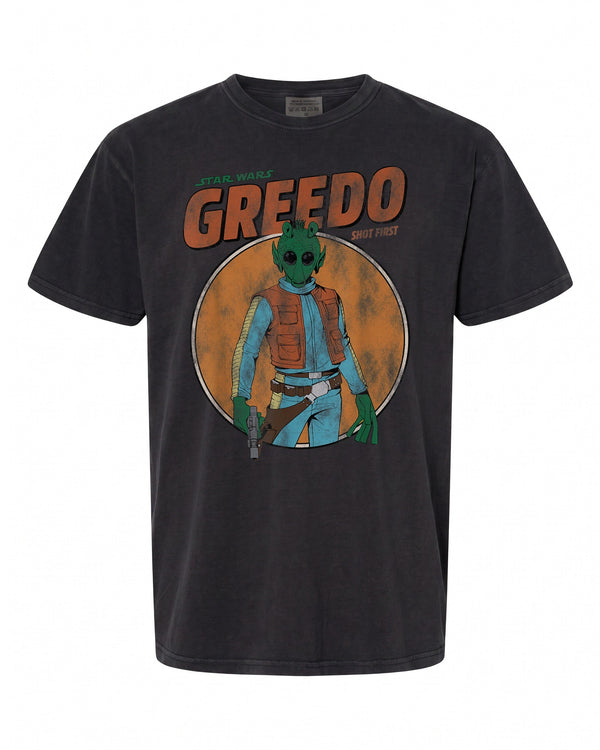 Star Wars Greedo Shot First T-Shirt - Retro Style for Fans | Vintage Feel