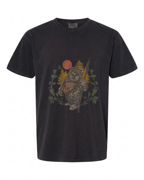 Womens Star Wars Ewok Floral Sunset V-Neck T-Shirt - Fun Retro Design | Shop Now