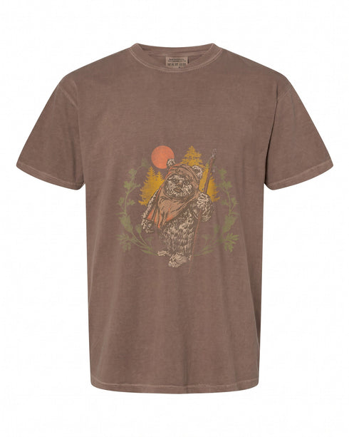 Womens Star Wars Ewok Floral Sunset V-Neck T-Shirt - Fun Retro Design | Shop Now