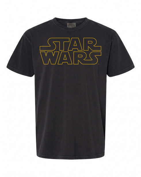 Star Wars Classic Yellow Outline Logo T-Shirt - Perfect Gift for Fans | Retro Style
