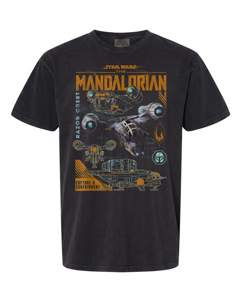 Star Wars The Mandalorian Razor Crest Schematics T-Shirt - Perfect for Fans
