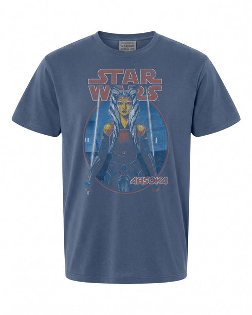 Star Wars Ahsoka Tano Twin Sabers T-Shirt - Vintage Design | Retro Fan Wear
