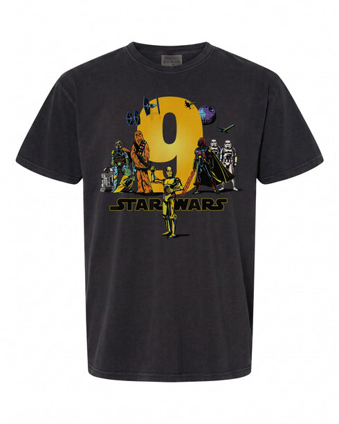 Star Wars Ninth Birthday T-Shirt - Fun Gift for 9 Year Olds | Retro Style
