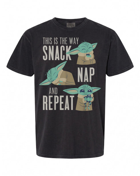 Star Wars The Mandalorian Grogu Snack Nap Repeat T-Shirt - Perfect for Fans