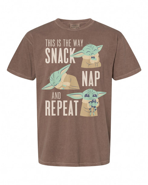 Star Wars The Mandalorian Grogu Snack Nap Repeat T-Shirt - Perfect for Fans