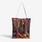 Natural Canvas Tote Bag with Colorful Hippie Girl Pattern