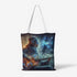 Natural Canvas Tote Bag with Hippie Girl and Guitar Design