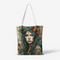 Natural Canvas Tote Bag with Hippie Girl Pattern
