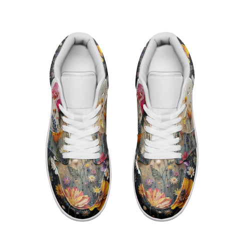 Boho Floral Low Top Leather Sneakers