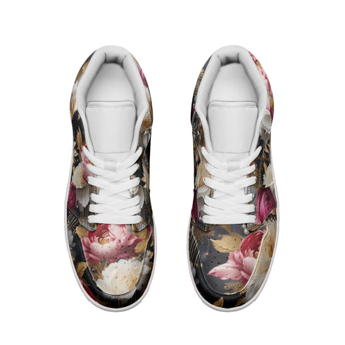 Floral Low Top Leather Sneakers for Women