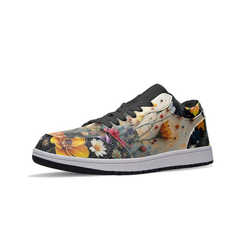 Boho Floral Low Top Leather Sneakers