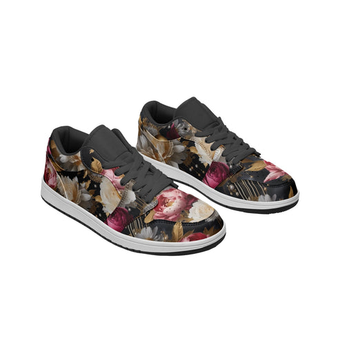 Floral Low Top Leather Sneakers for Women