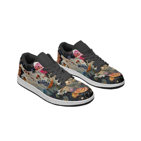 Boho Floral Low Top Leather Sneakers