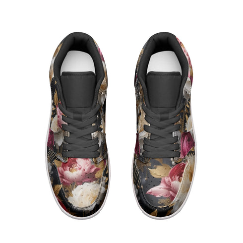 Floral Low Top Leather Sneakers for Women
