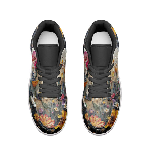 Boho Floral Low Top Leather Sneakers