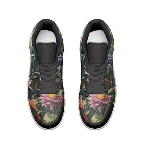 Women's Low Top Leather Sneakers with Floral Print