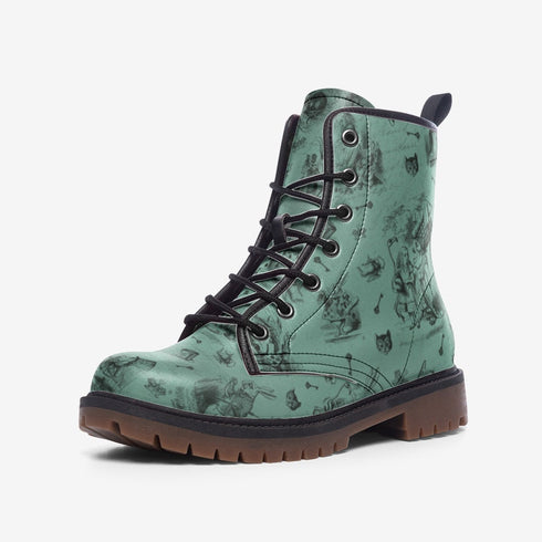 Unify Original - Alice in Wonderland Vegan Leather Combat Boots