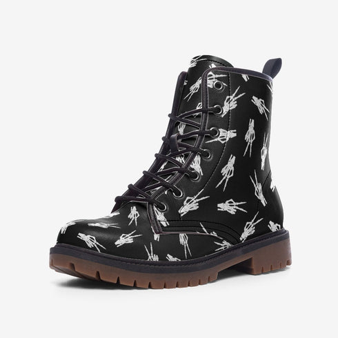 Unify Original - Skeleton Peace Sign Fingers Vegan Leather Boots