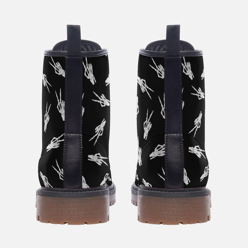 Unify Original - Skeleton Peace Sign Fingers Vegan Leather Boots