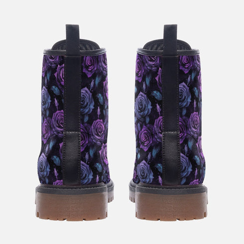 Unify Original - Black Purple Roses Vegan Leather Boots