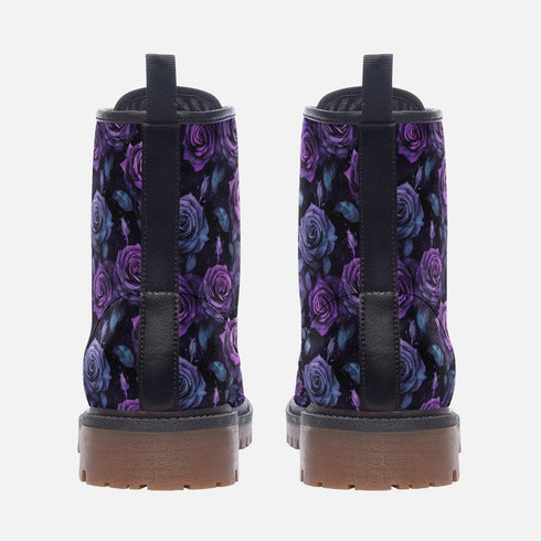 Unify Original - Black Purple Roses Vegan Leather Boots