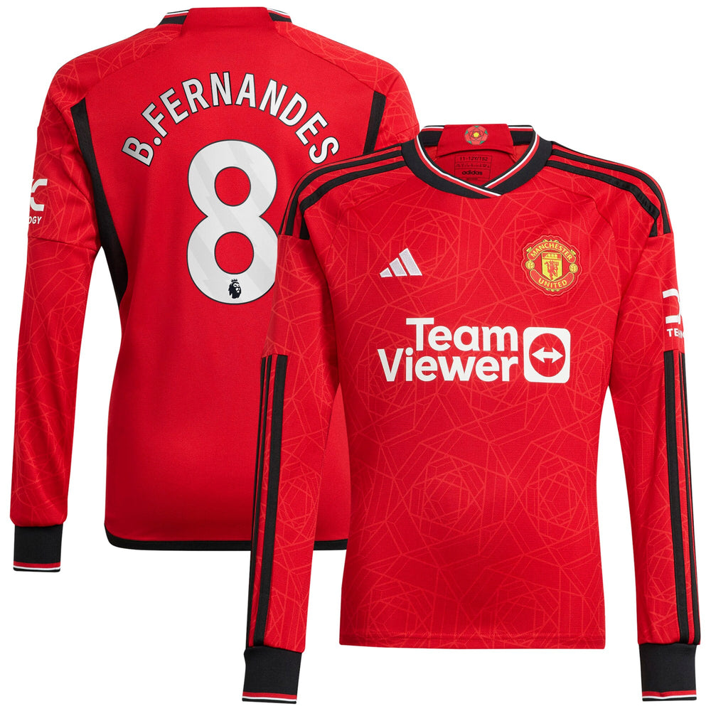 Bruno Fernandes Manchester United adidas 2023/24 Home Long Sleeve Player Jersey - 1