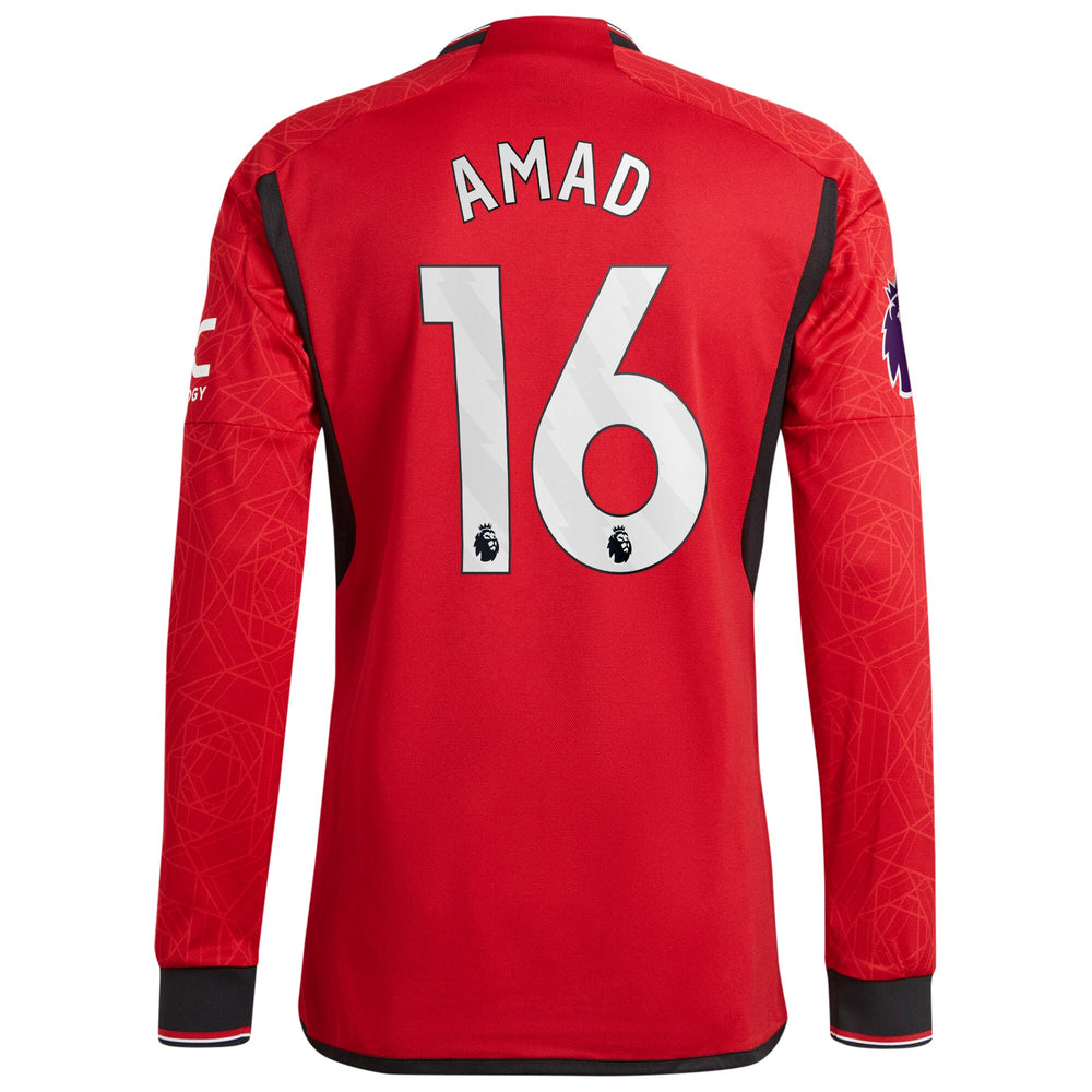 Amad Diallo Manchester United adidas Long Sleeve Authentic Player Jersey????Red - 1