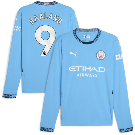 Erling Haaland Manchester City Puma 2024/25 Home Replica Long Sleeve Player Jersey - 1