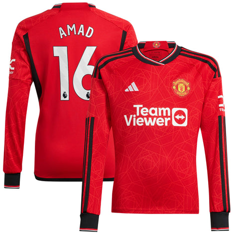 Amad Diallo Manchester United adidas Long Sleeve Player Jersey????Red - 1
