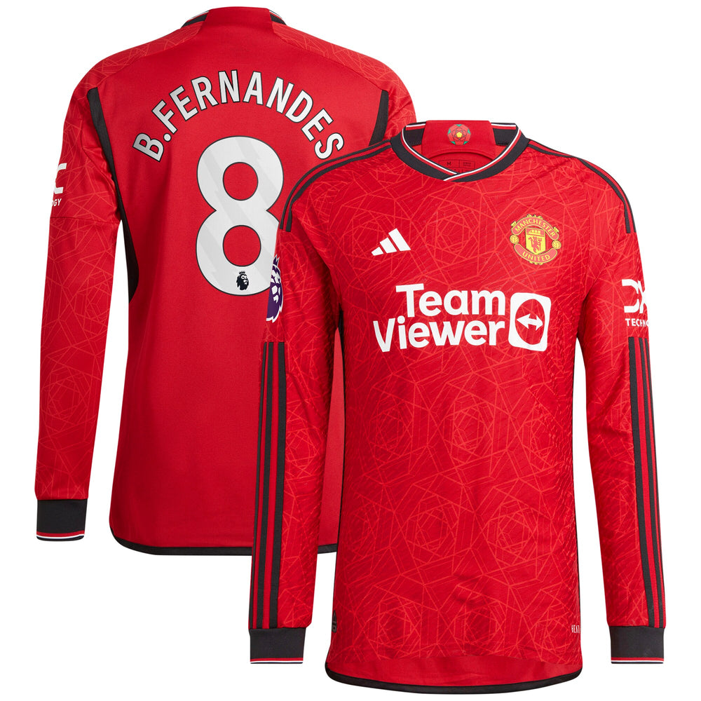 Bruno Fernandes Manchester United adidas 2023/24 Home Authentic Long Sleeve Player Jersey - 1