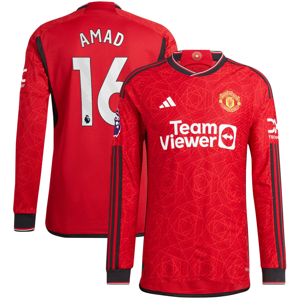 Amad Diallo Manchester United adidas Long Sleeve Authentic Player Jersey????Red - 1