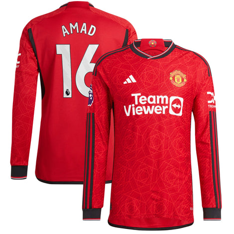 Amad Diallo Manchester United adidas Long Sleeve Authentic Player Jersey????Red - 1